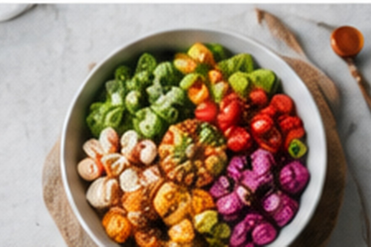 A bright bowl filled with vegetables and grains.